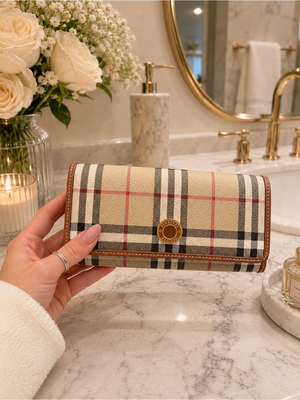 Burberry Check Continental Wallet/Archive beige/briar brown